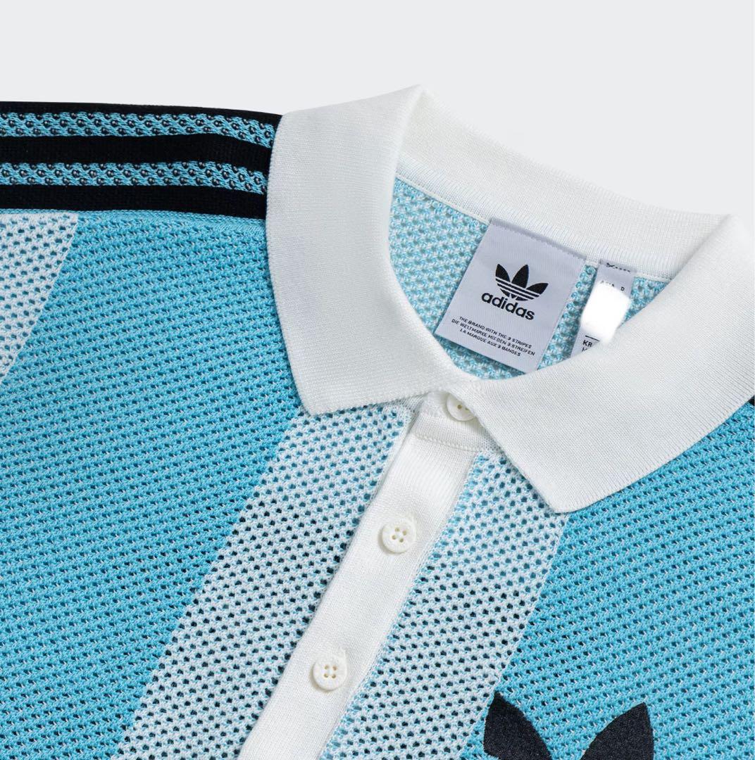 希少4XL Adidas ショートスリーブ ポロシャツJL5976 スカイブルー
