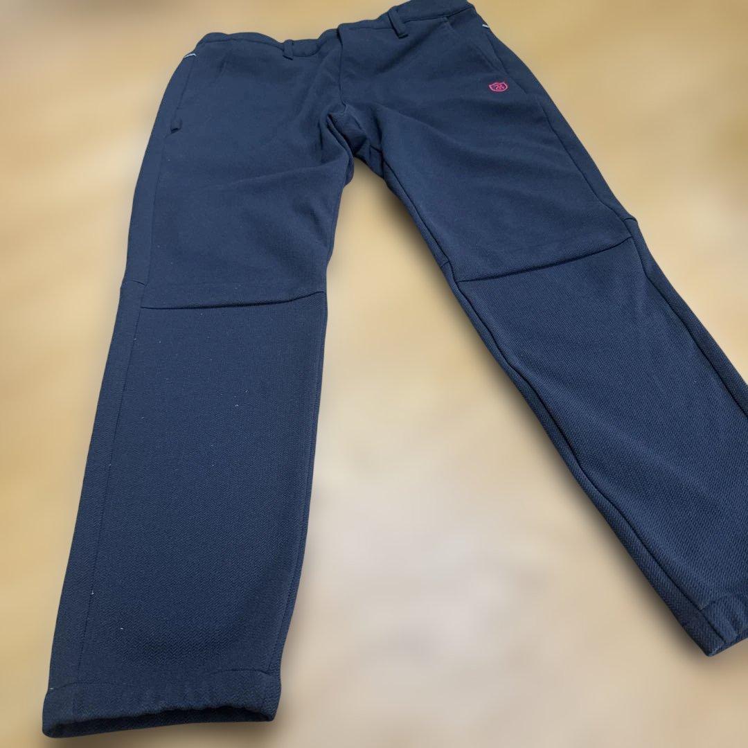 【美品】PGロゴ付きダークネイビーゴルフパンツ