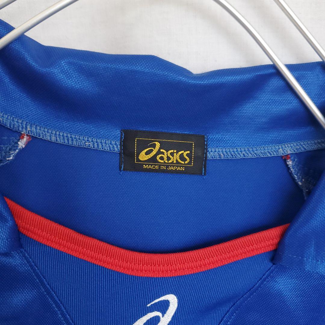90s asics FOOTBALL GEAR ウェア ロンT ゲームシャツ 青