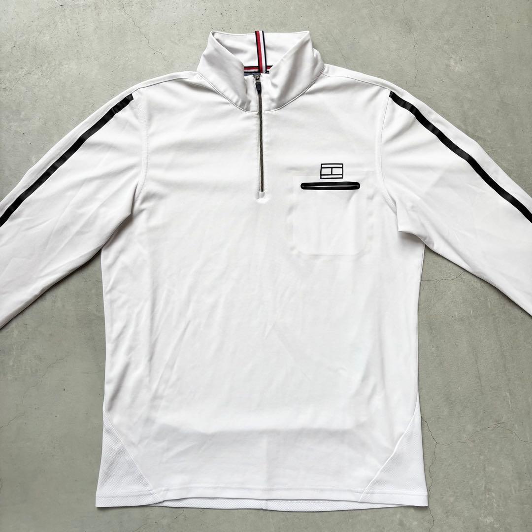   GOLF ハーフジップハイネック長袖シャツ 白 M
