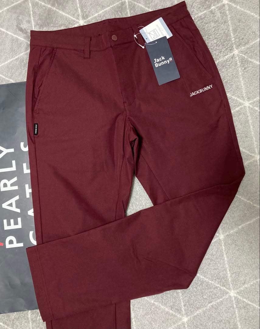 新品 パーリーゲイツ ジャックバニー ポリエステルツイル パンツ(5)L/ワイン