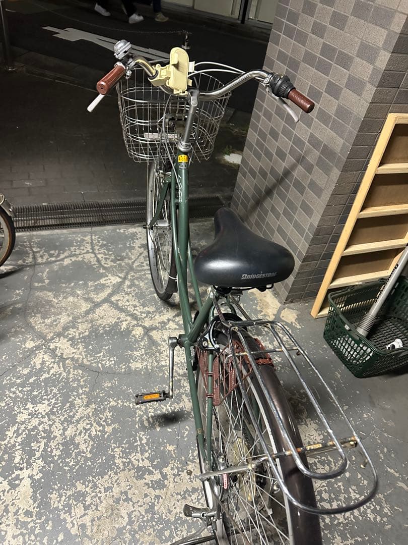 シティサイクル 緑色 メッシュバスケット付き