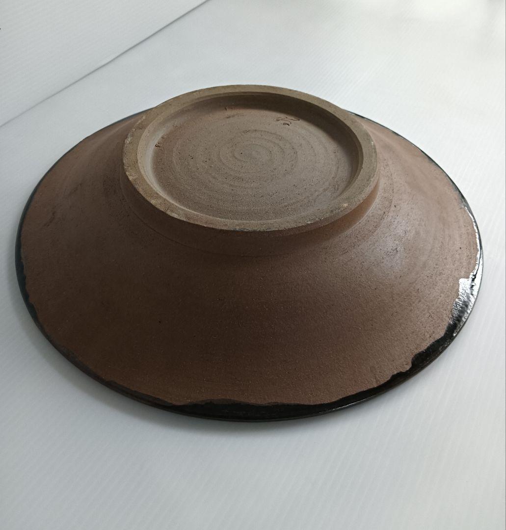 沖縄　やちむん　格子柄　大皿36cm