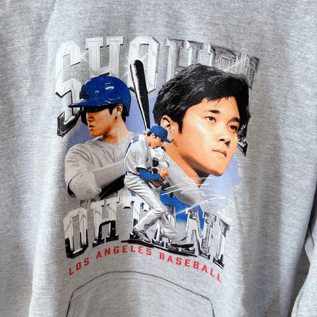 入手困難 大谷翔平 ロサンゼルス ドジャース プリント パーカー M グレー