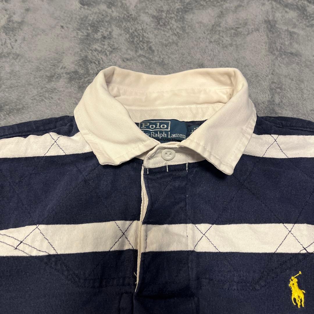 90S Ralph Lauren ラガーシャツ ネイビー/ホワイト/イエロー