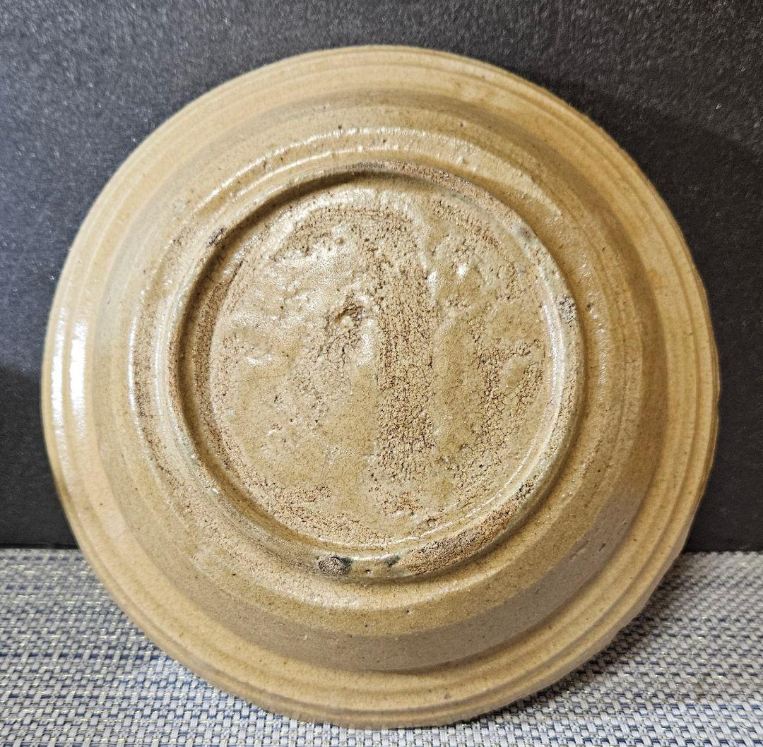 【時代古作品❗】黄瀬戸　胆礬(たんぱん　緑釉　輪線文様　鉢　菓子鉢　茶道具　茶器
