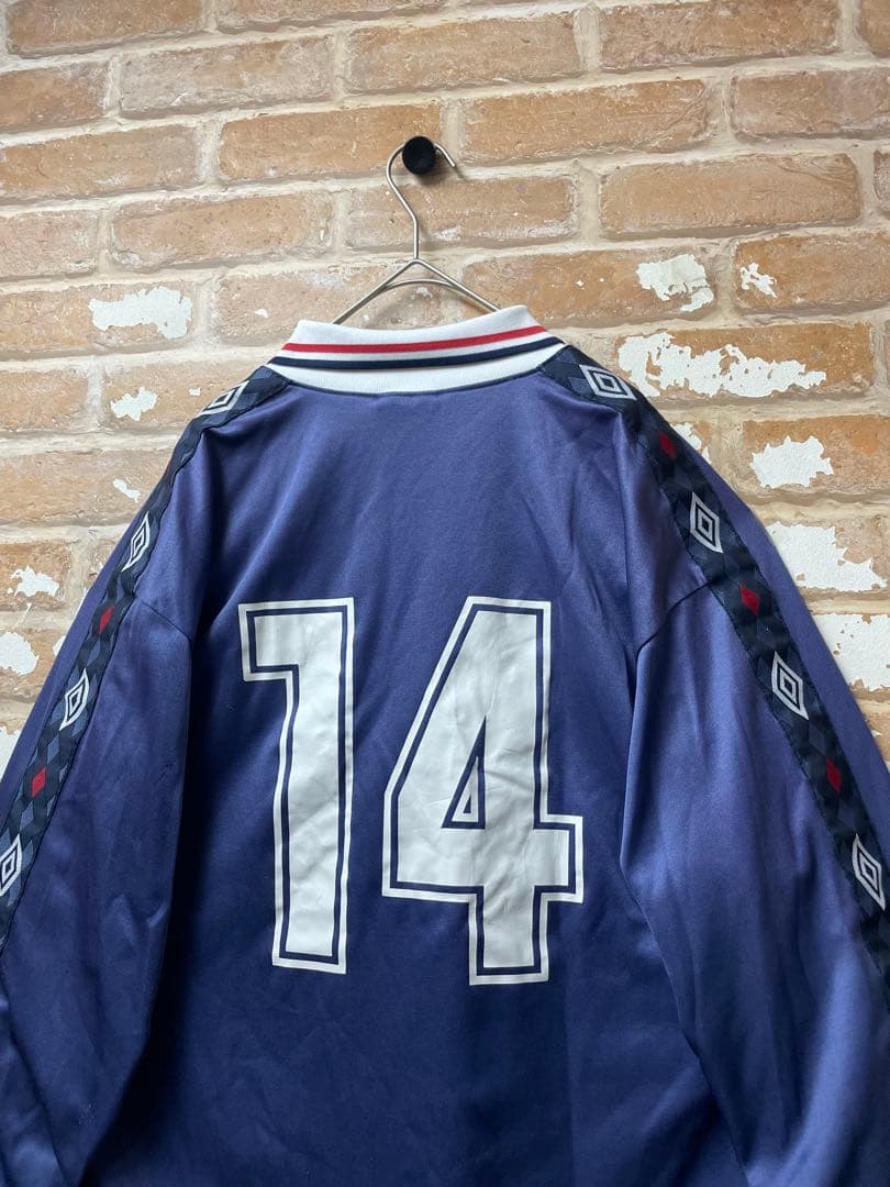 90s アンブロ　UMBRO ユニフォーム　サッカーシャツ　袖ロゴ　ロンT 古着