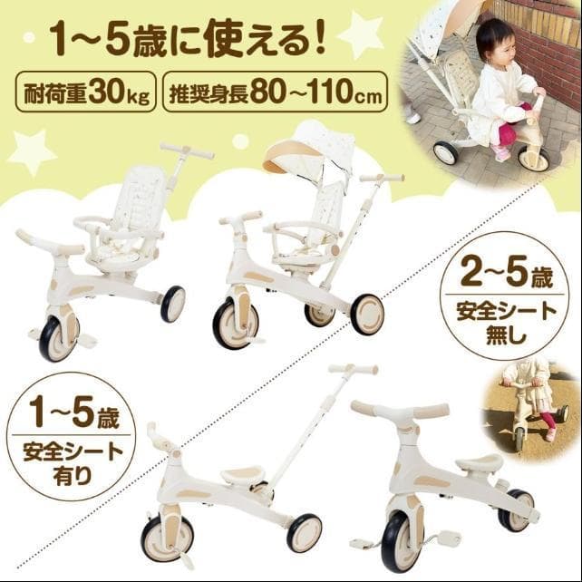 三輪車 手押し棒付き3歳 4歳 5歳 子供用三輪車 7in1 キッズバイク