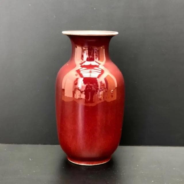 中国美術 景徳鎮製 辰砂 花瓶 花生 飾壺 古美術品 時代 骨董 アンティーク