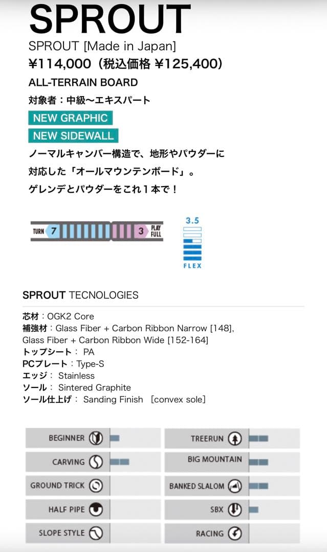 25-26 OGASAKA SPROUT 159cm 新品未使用