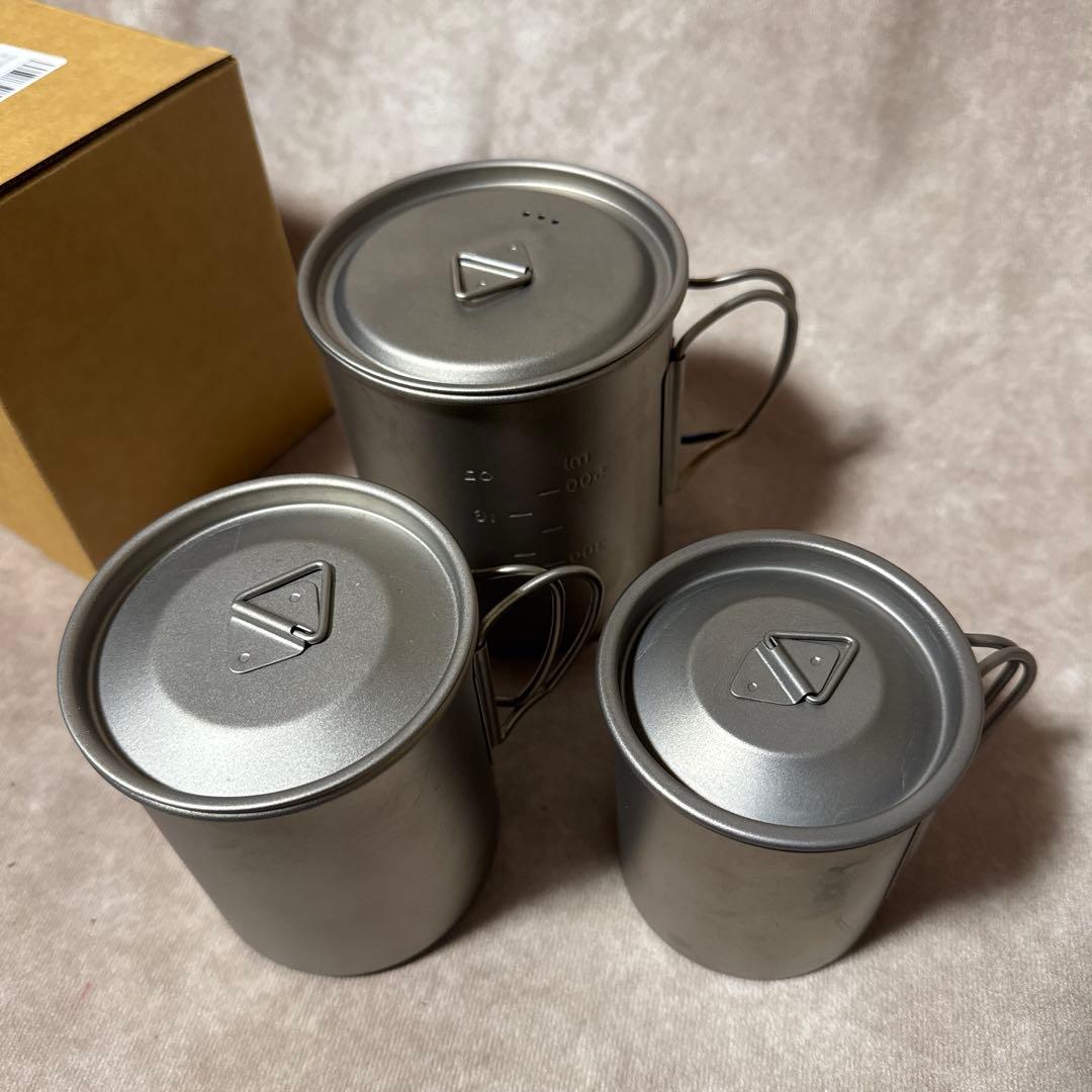 TIANDLIFE チタンキャンプマグ マグカップ 蓋付き 3点セット