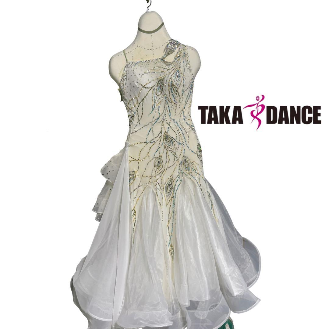 Taka Dance 社交ダンスドレス ホワイト　社交ダンス 衣装 タカダンス