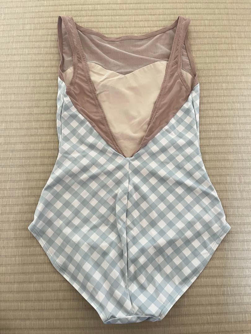 ほぼ新品　byplie レオタード　水色　チェック柄　XS
