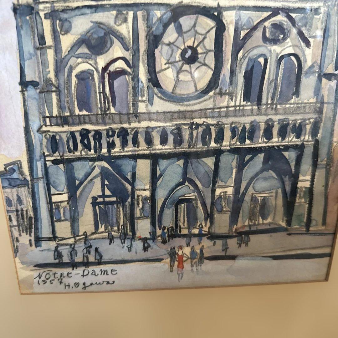 お値下げ❣️かわいすぎ〜！ヴィンテージ水彩画 Notre-Dame 1958