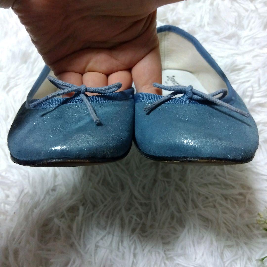 repetto レペット 水色 リボン付き バレエシューズ 39.5 ラメ