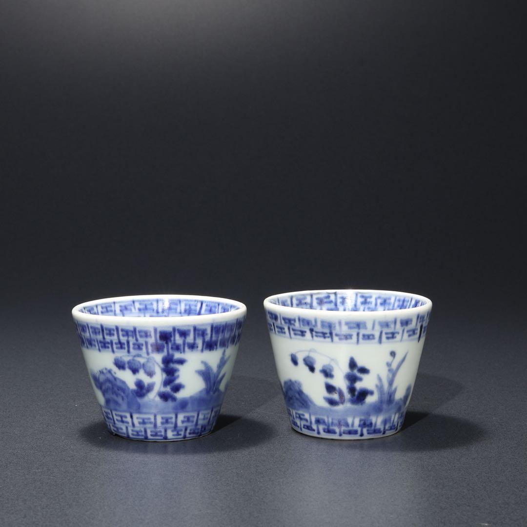 伊万里染付すずらん図蕎麦猪口５個　箱入　骨董　古伊万里　R1739