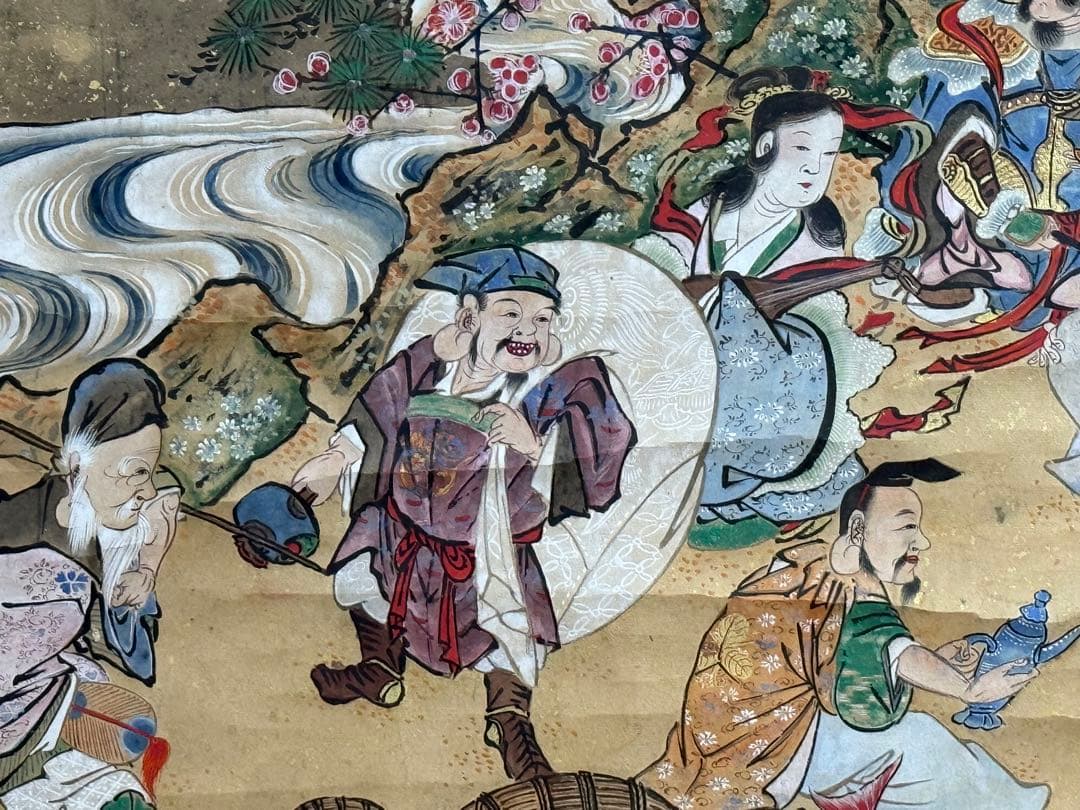 時代　七福神　版画　年画　掛軸　送料込み250824