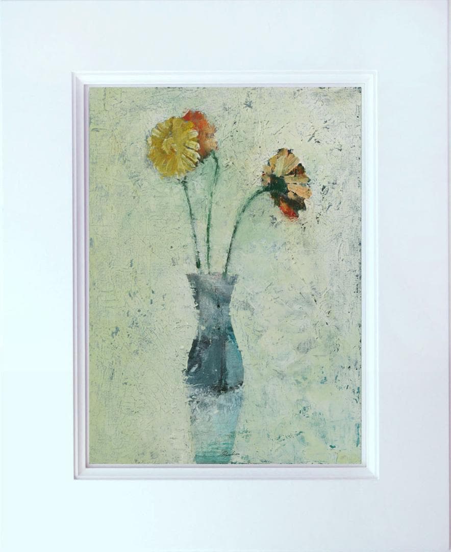 油絵 菅家令子 絵 絵画 インテリア 額付 (黒) F6-030501 花