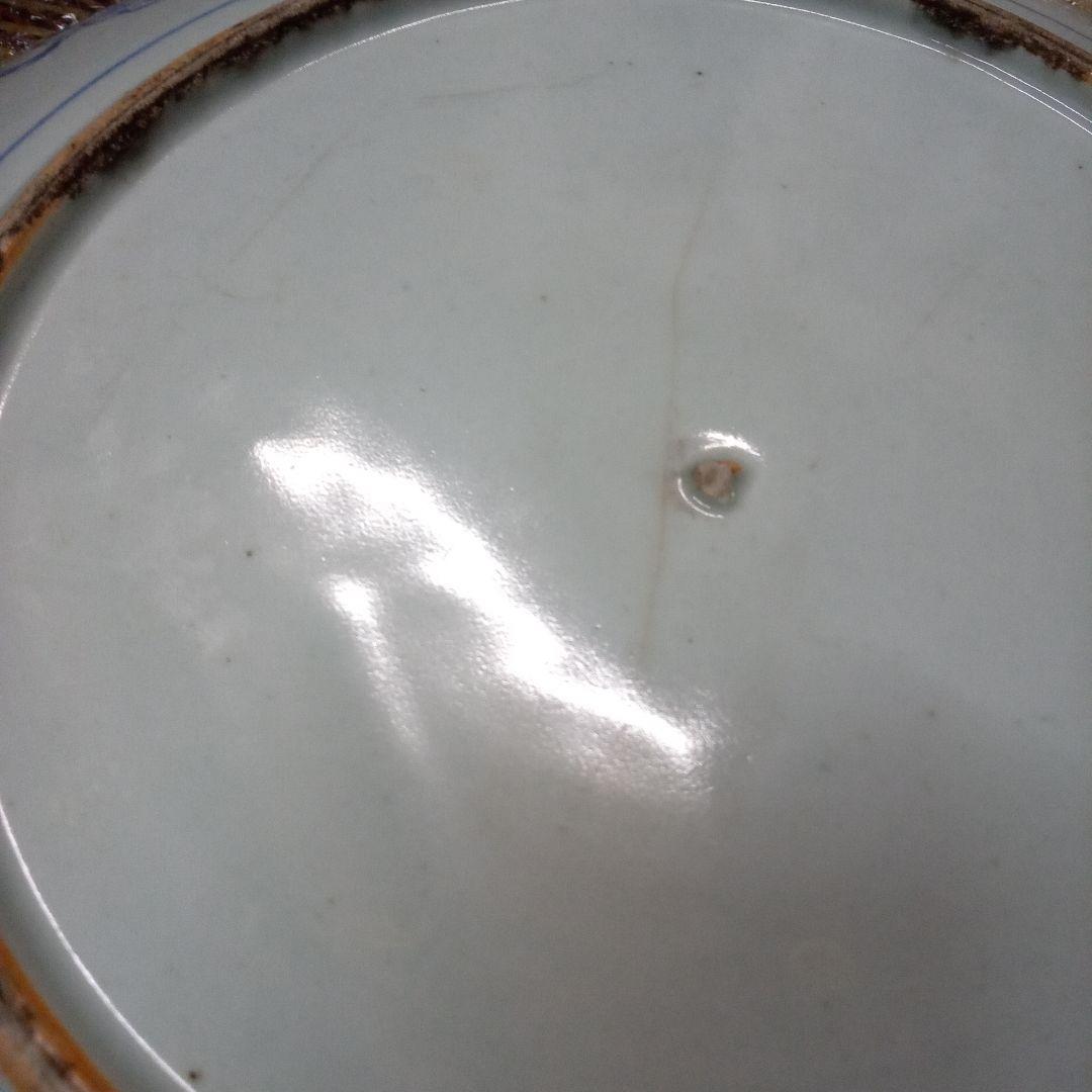 青白磁 風景画 平皿　大皿