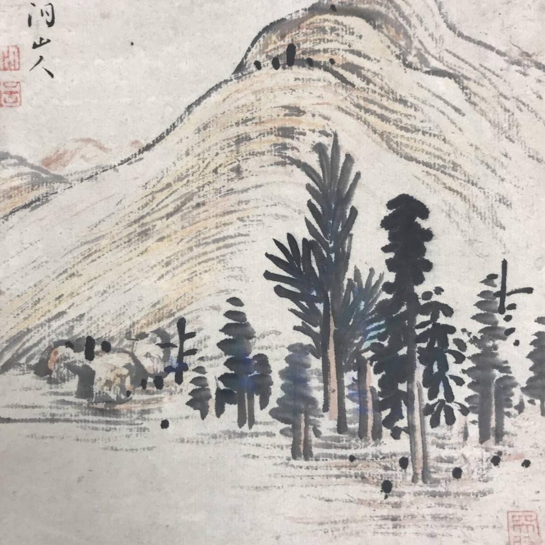 【真作】中林竹洞/山水図/掛軸/名家伝来/AB-815