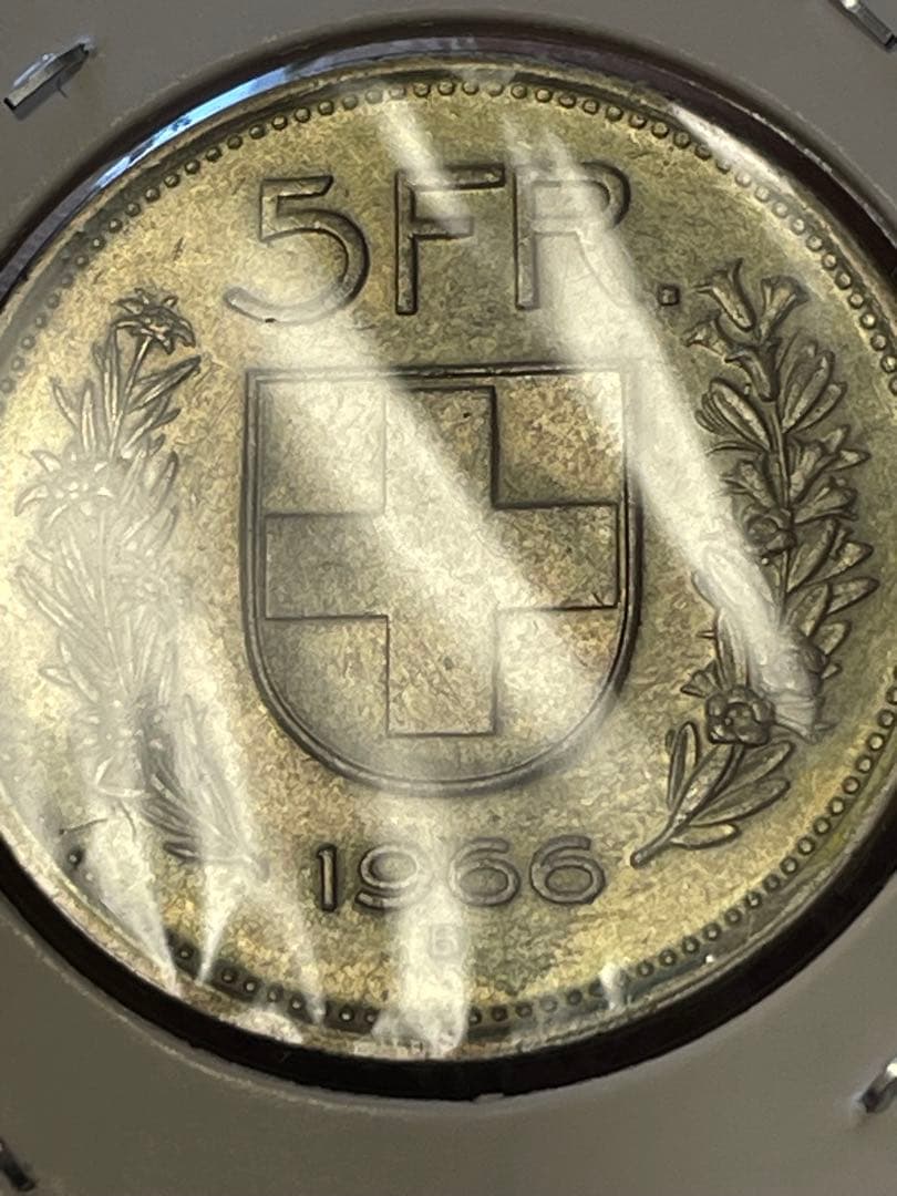 美品　スイス　1968年　5フラン　アルプスの牧人　5フラン　銀貨