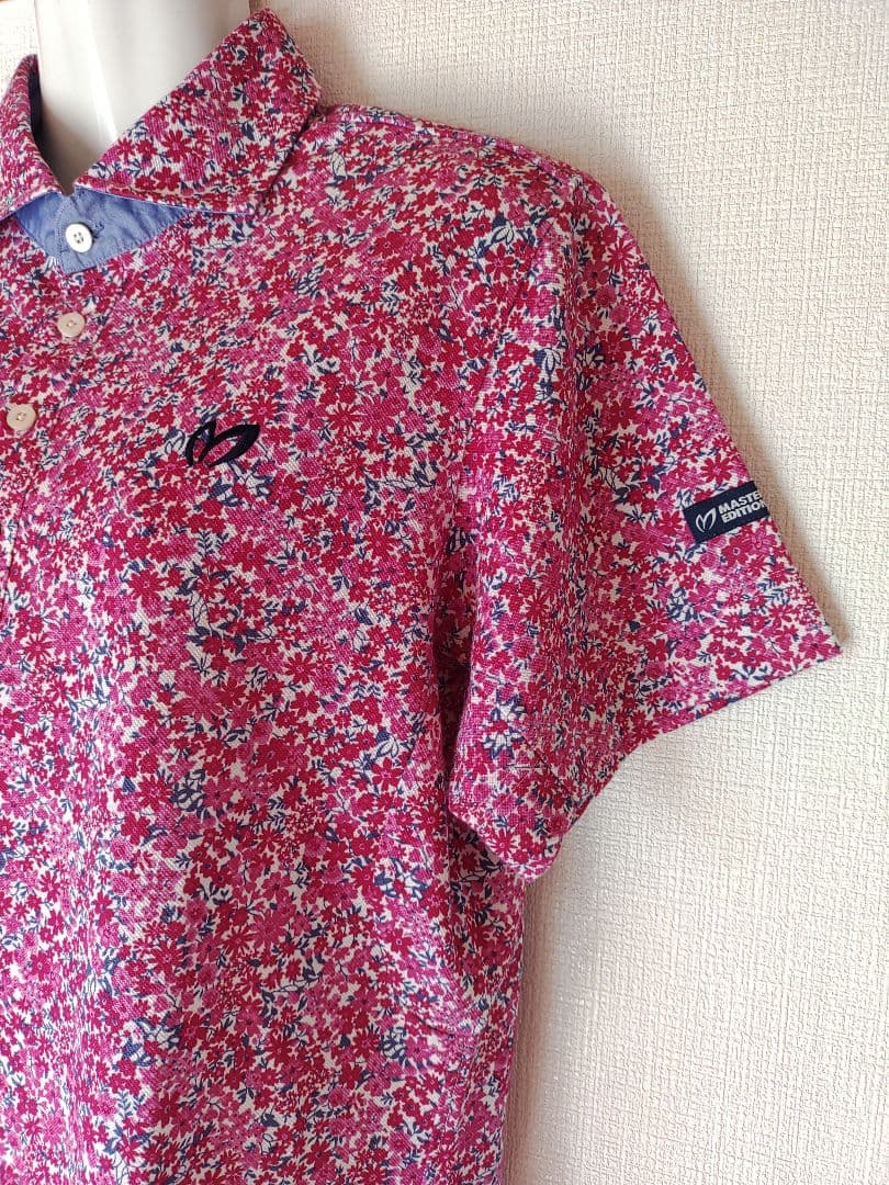 未使用　マスターバニー　花柄ポロシャツ　サイズ5　総柄　ロゴ刺繍