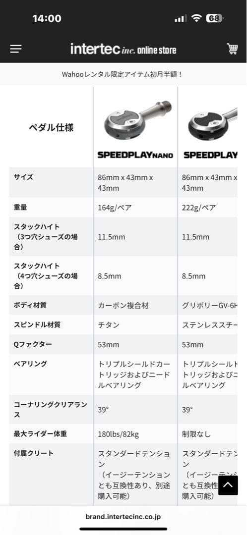 スピードプレイ　speedplay チタンシャフトペダル　重量167g
