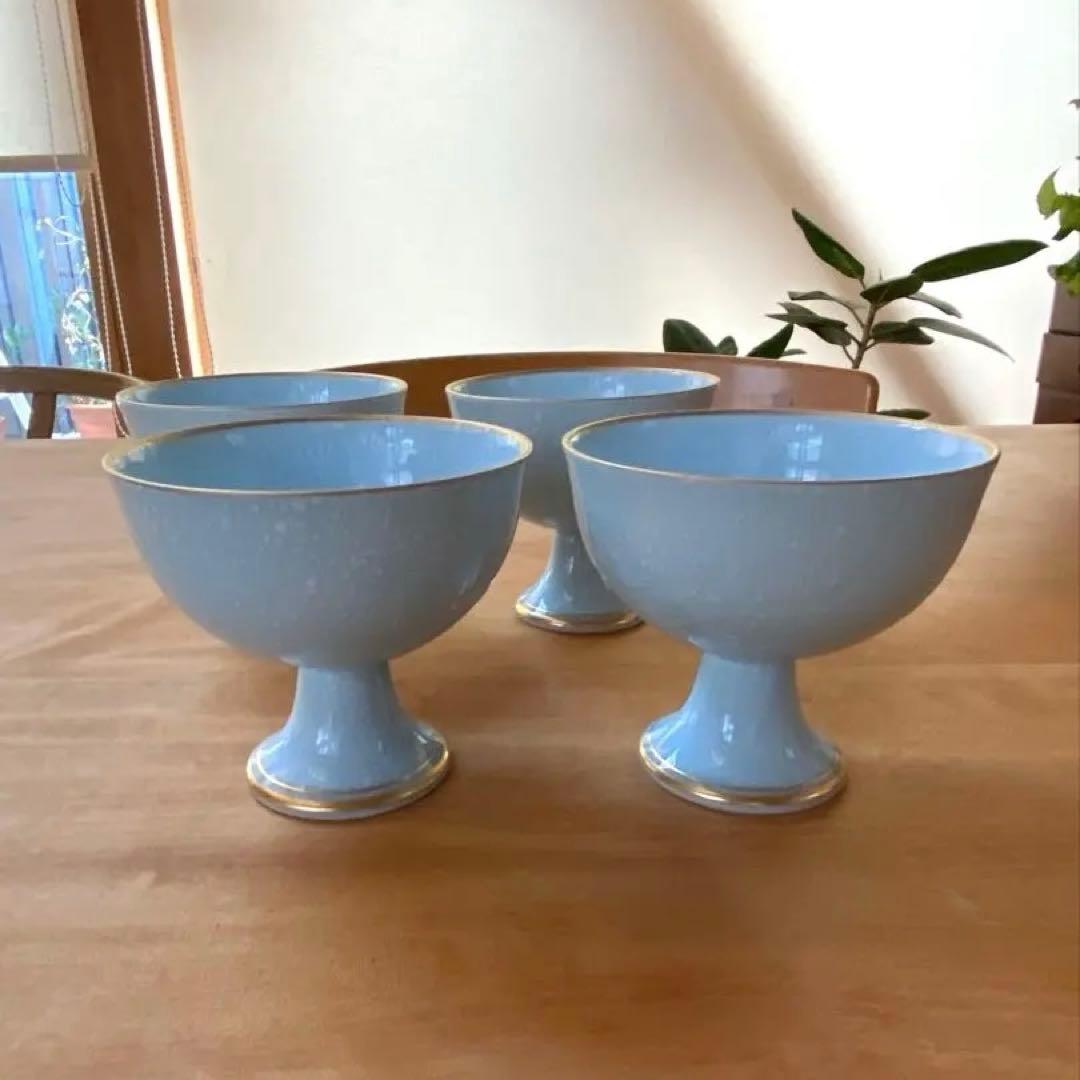 青色　高小鉢　小鉢4個