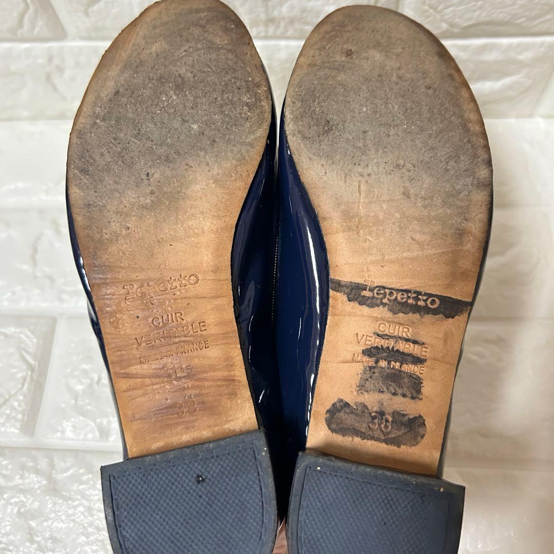 repetto ダークネイビー エナメル バレエシューズ　38 （24cm）