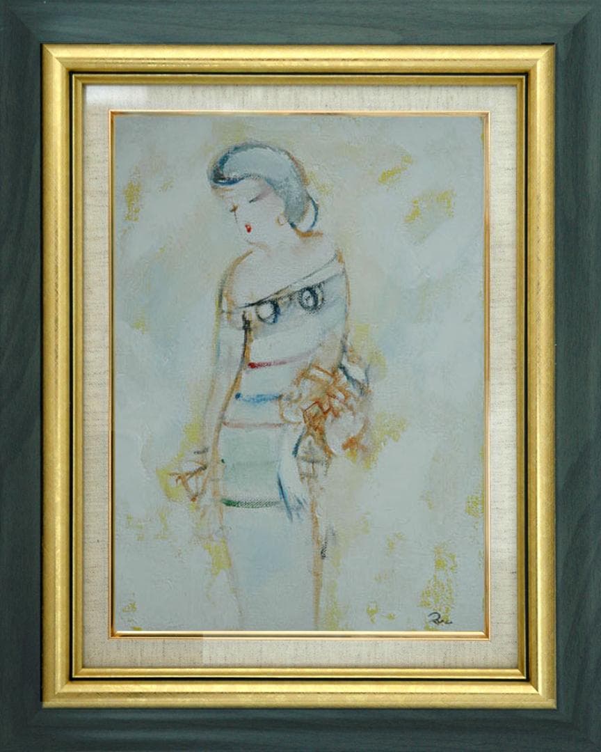 油絵 菅家令子 絵 絵画 インテリア 額付(白) F3-020311 人物 女性