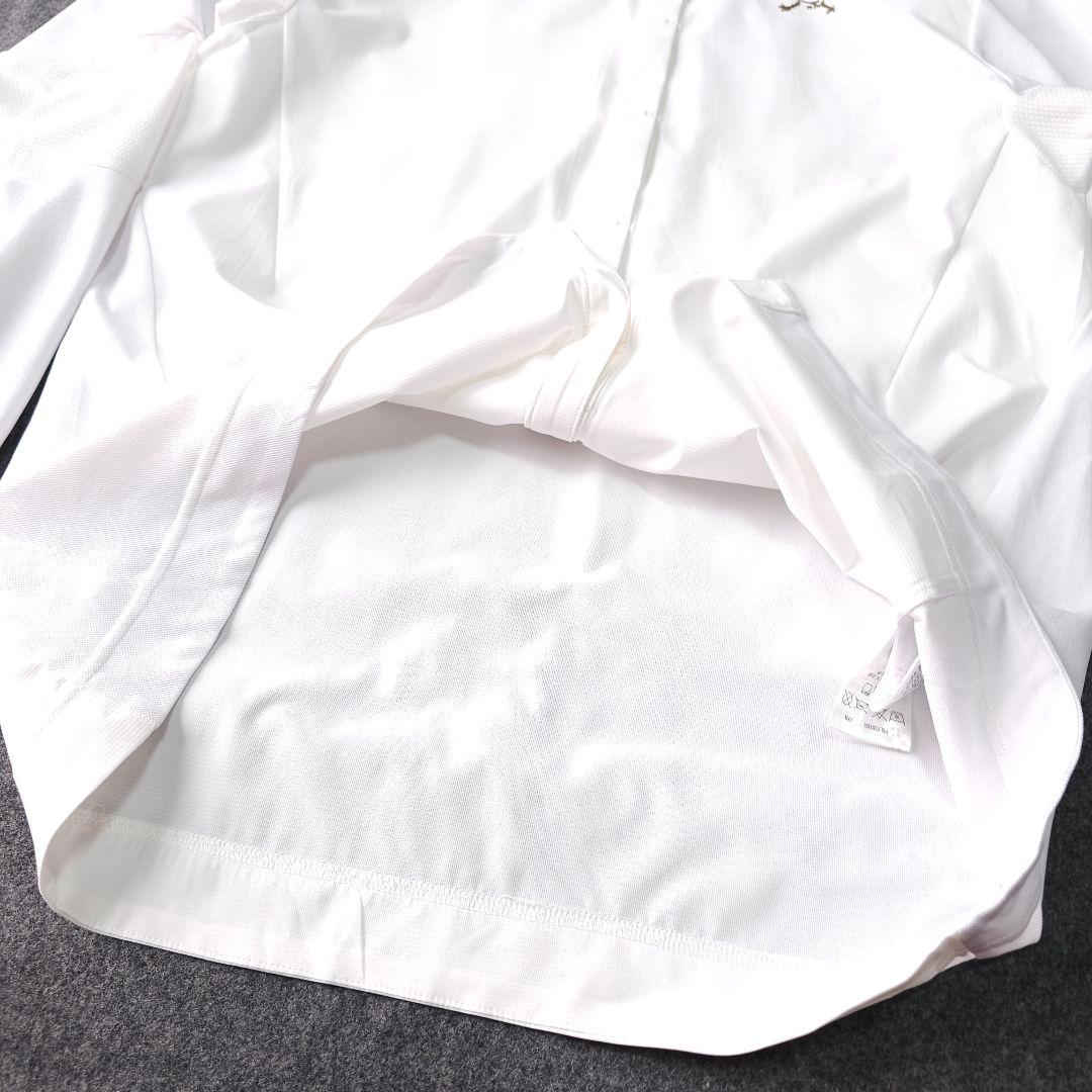 美品 オークリーゴルフ 春 長袖ゴルフポロシャツ 白 XL スカル ストレッチ