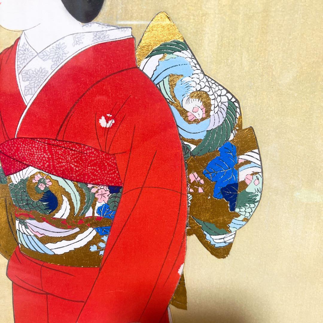 真作 美品 上村松園 「序の舞」 限定 版画 木版画 京都版画院 純金箔貼