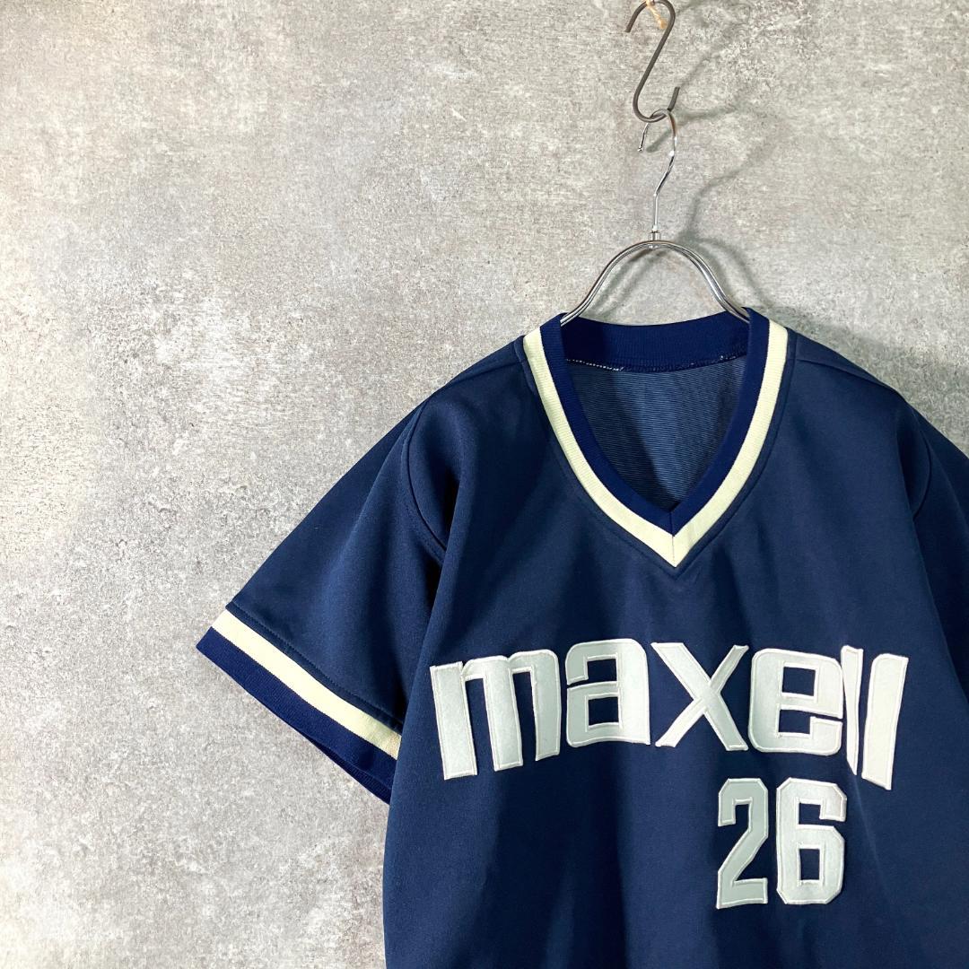 希少　80、90s maxell ユニフォーム　社会人野球　ネイビー　26番