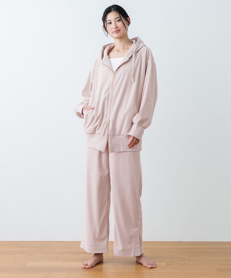 新品タグ付き★【SUKALA】スフレリブダブルジップフーディ(スモークピンク)
