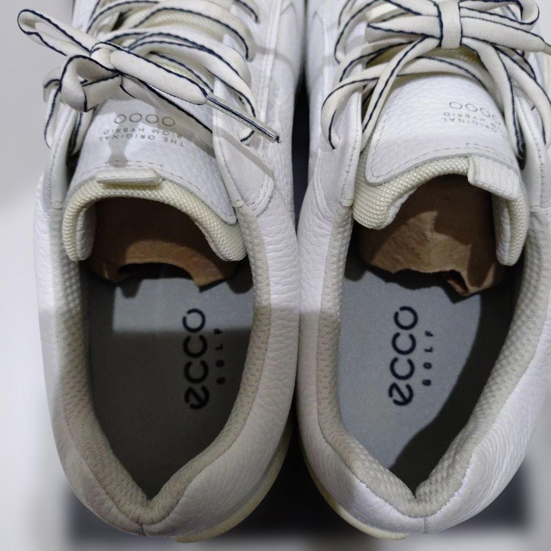 ECCO メンズホワイトレザーゴルフシューズ