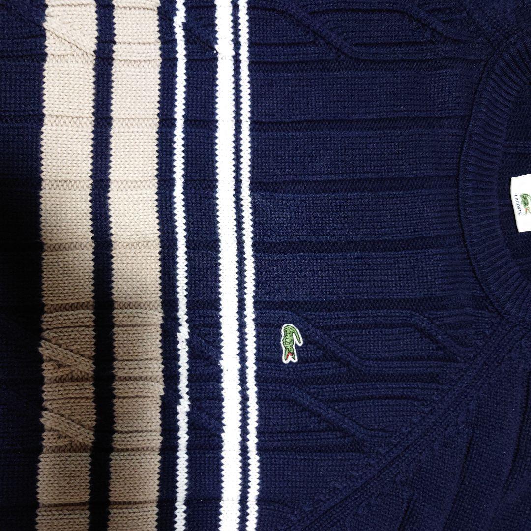 メンズ　LACOSTE ネイビー ケーブル編みセーター