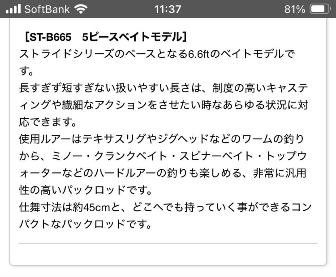 Backlash Stride ST-B665 ベイトロッド 6'6\"