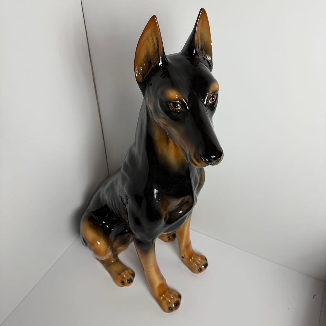大型　ドーベルマン オブジェ　 置物 犬 陶器　ビンテージ　成犬