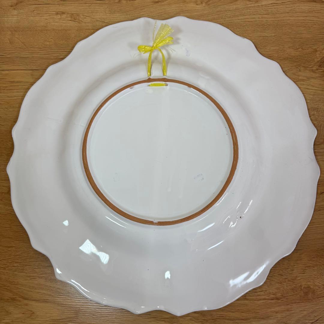 【大型45cm】レモン柄 壁掛け 飾り皿 イタリア風 陶器 プレート