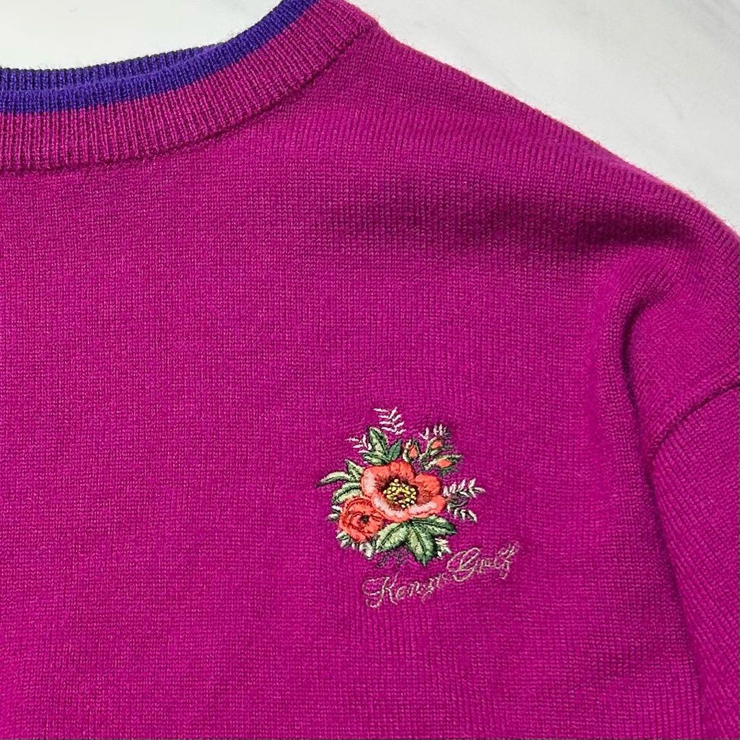 90s KENZO GOLF ケンゾーゴルフ ロゴ刺繍 ウールニット 日本製 1