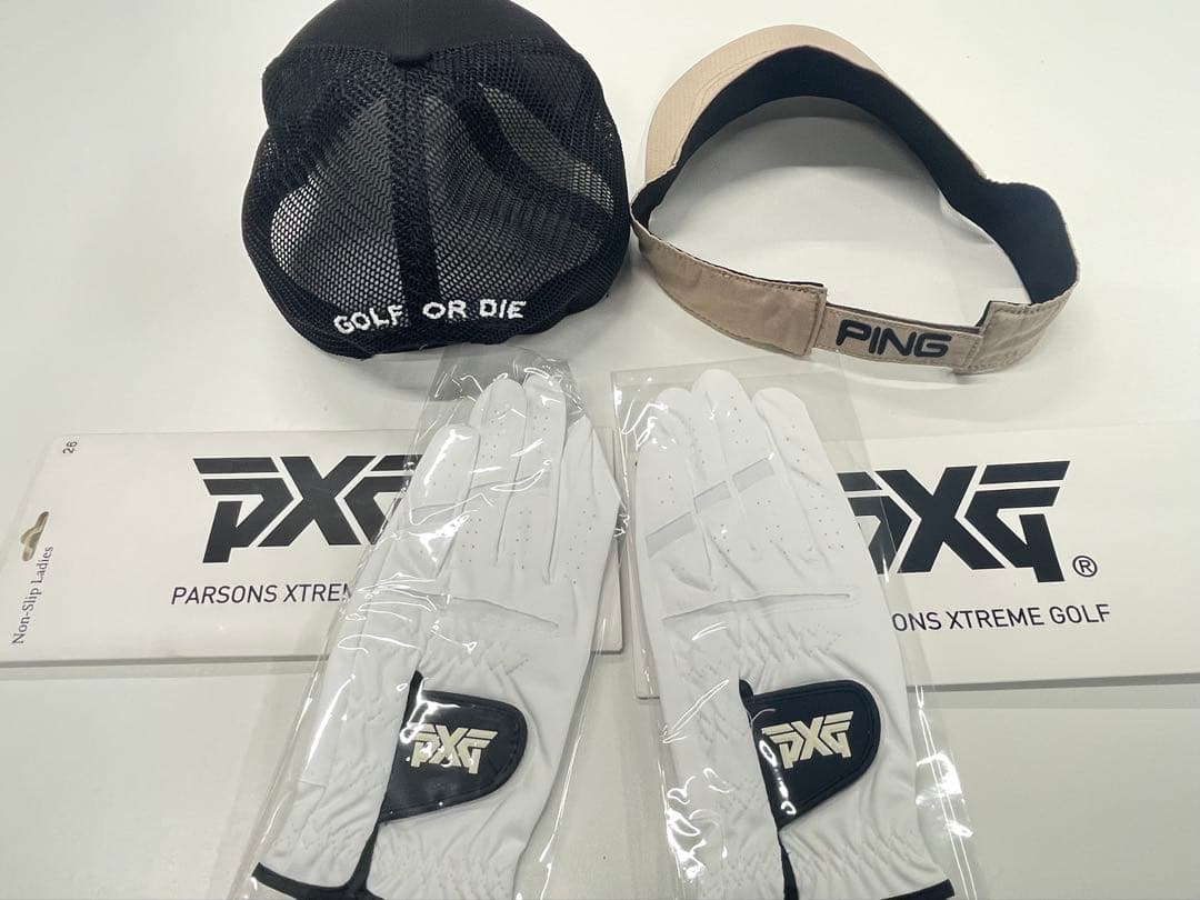 ゴルフキャップ MARK&LONA PING＋PXGグローブ26 新品4点セット