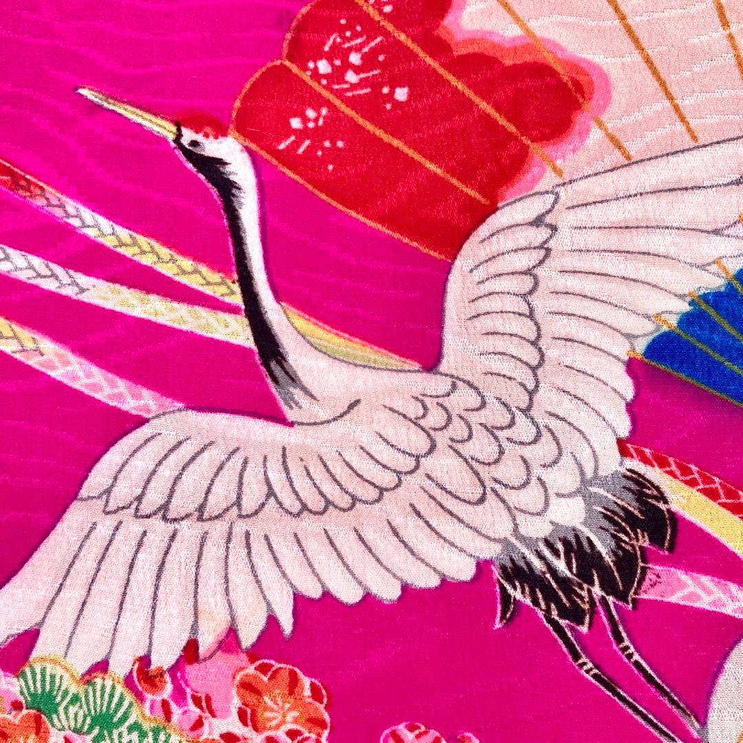 アンティーク女の子 鶴 子供着物 七五三 アンティーク着物 NO8