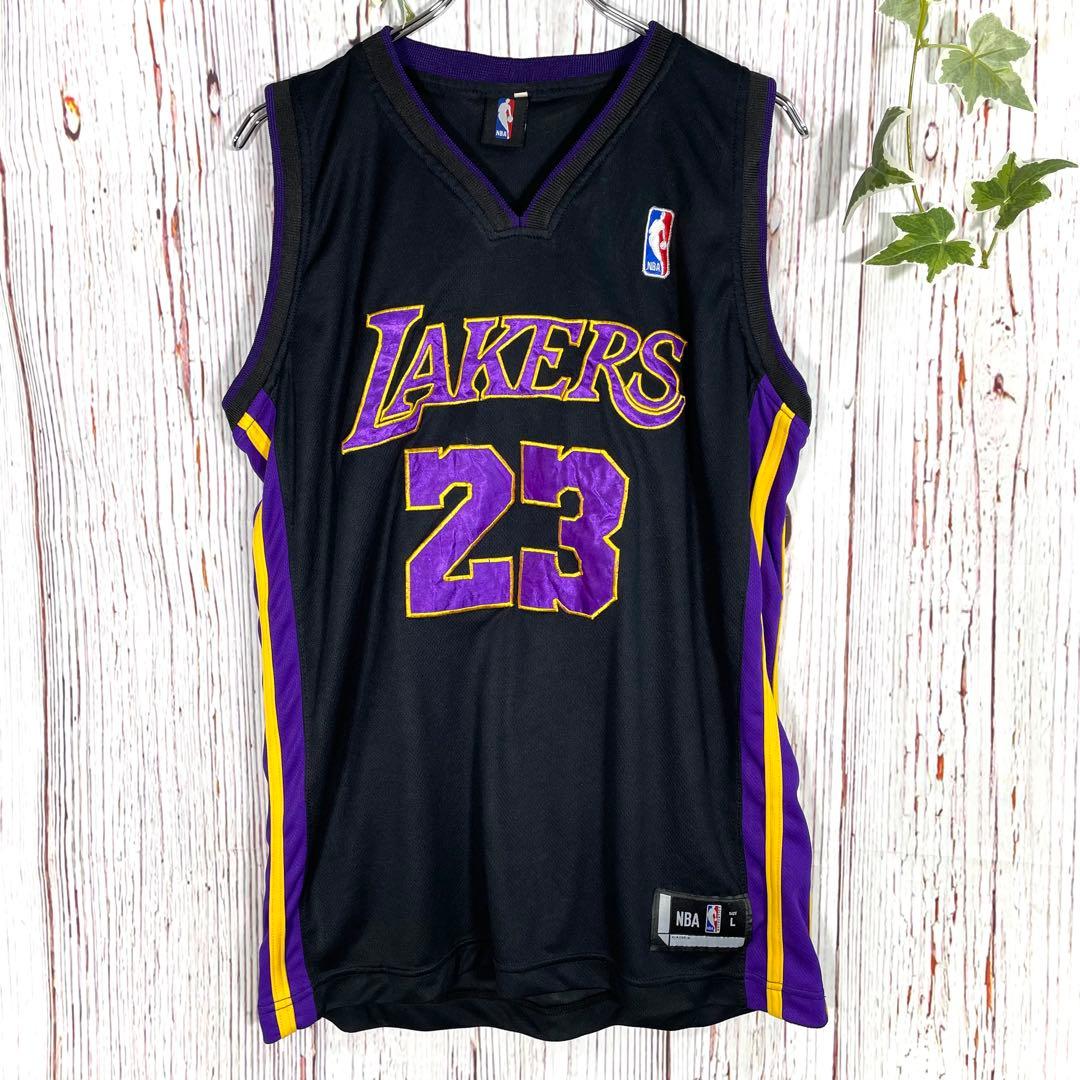【美品】NBA バスケットボール　ゲームシャツ　ロサンゼルスレイカーズ　黒23番