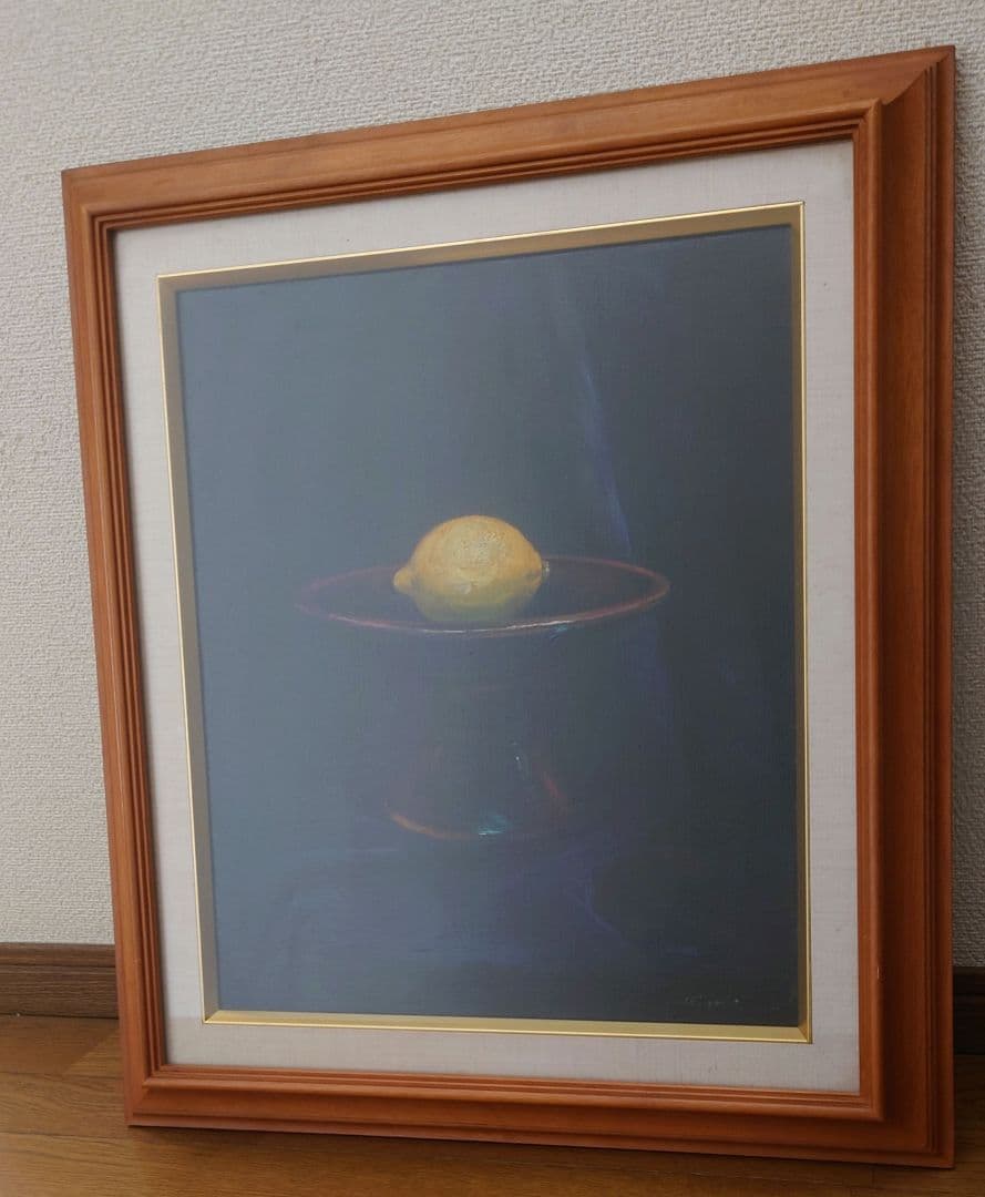レモンの静物画 木製フレーム付き