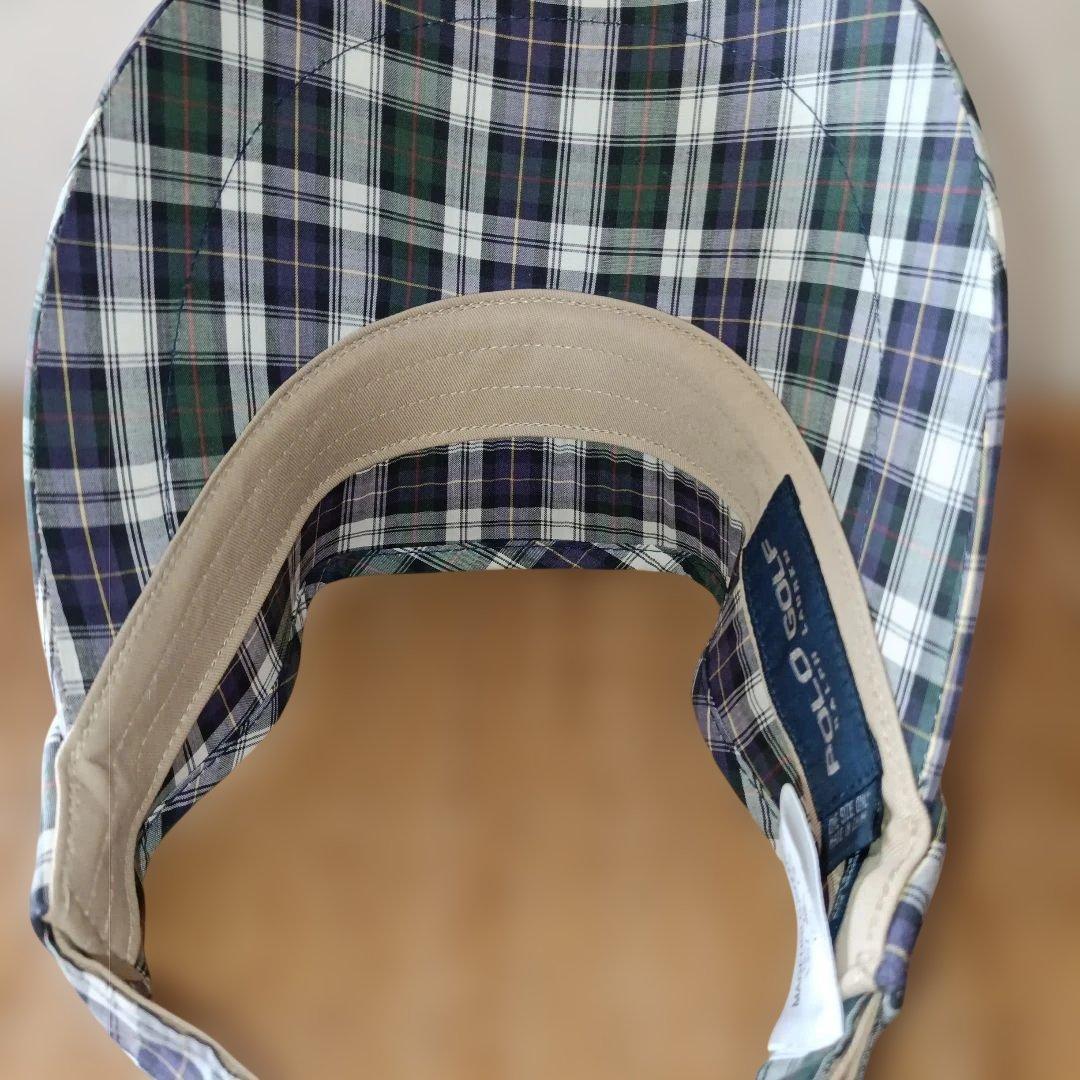 POLO GOLF RALPH LAUREN ワッペン刺繍チェック柄サンバイザー