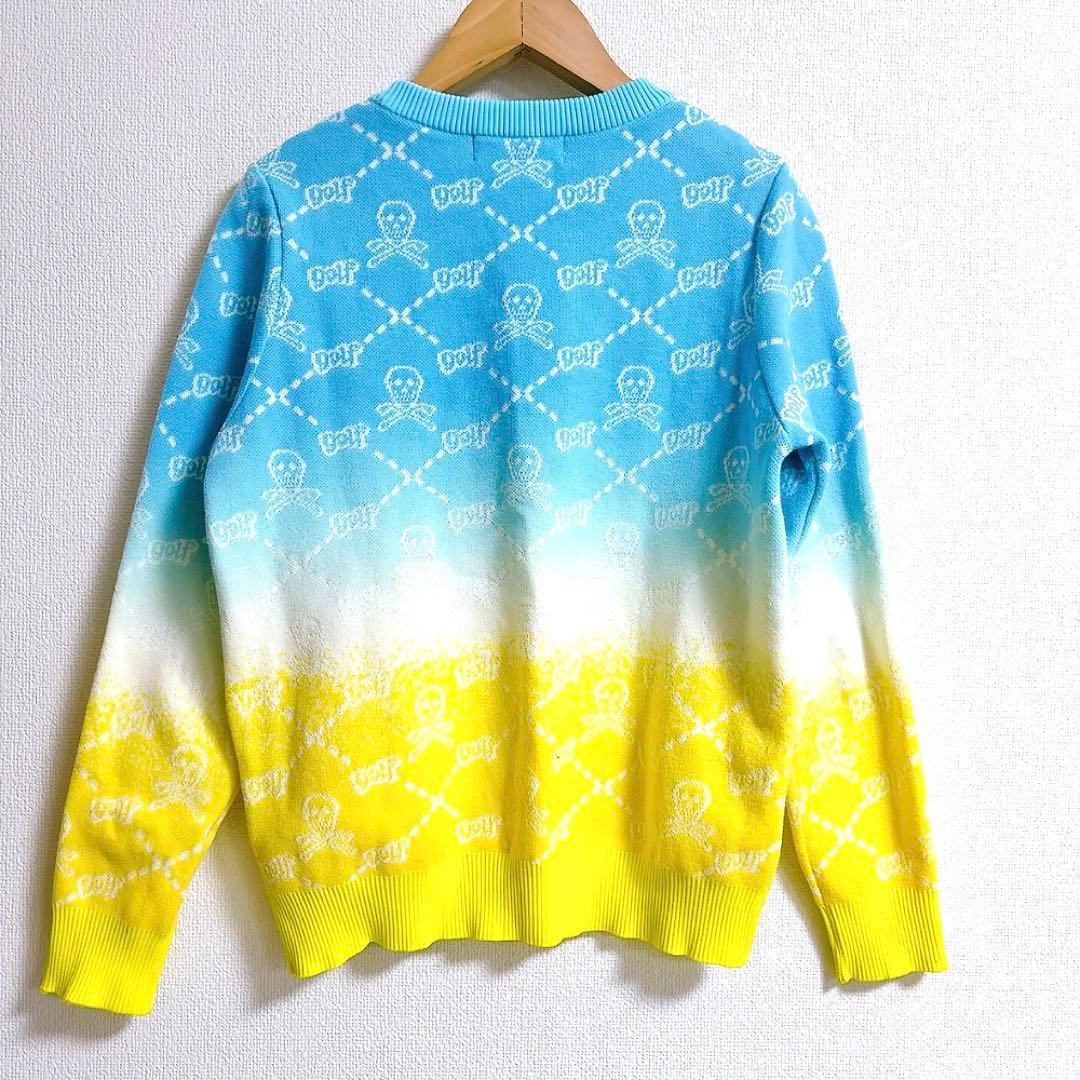 MARK & LONA✨グラデーションニット　スカル総柄　ニット　薄手　38