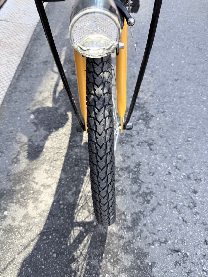 イエロー 電動アシスト自転車 前バスケット付き