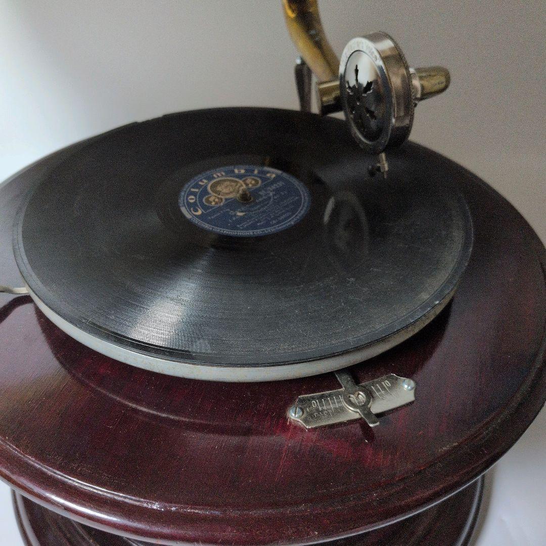 【美品・可動品】英国 アンティークラッパ型 蓄音機 レトロ 再現品