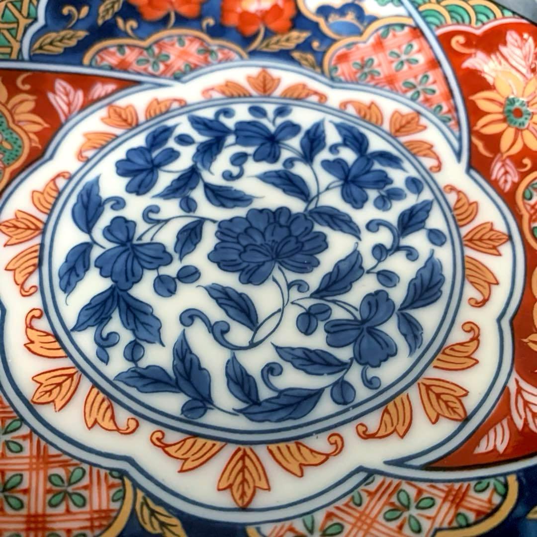 有田焼 林斎 古伊万里 色絵　赤絵　金彩　捻り吉祥紋　小皿 五枚