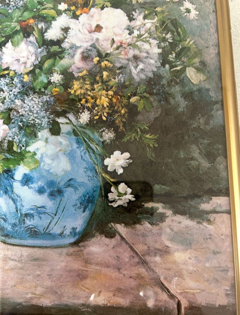 美品【ルノワール】『春の花』立体複製名画　油絵　絵画　インテリア　贈り物　新築